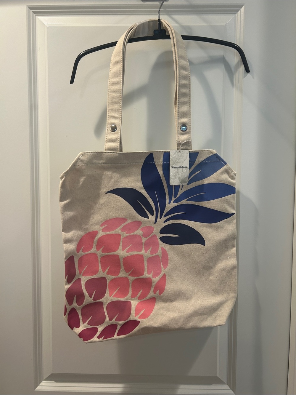Canvas Pineapple Print Tote Bag - Pink & Blue Tommy Bahama